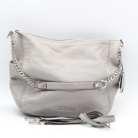 Michael Kors Handbags - Michael Kors Chandler Large Convertible Leather Shoulder Bag in Pearl Gray